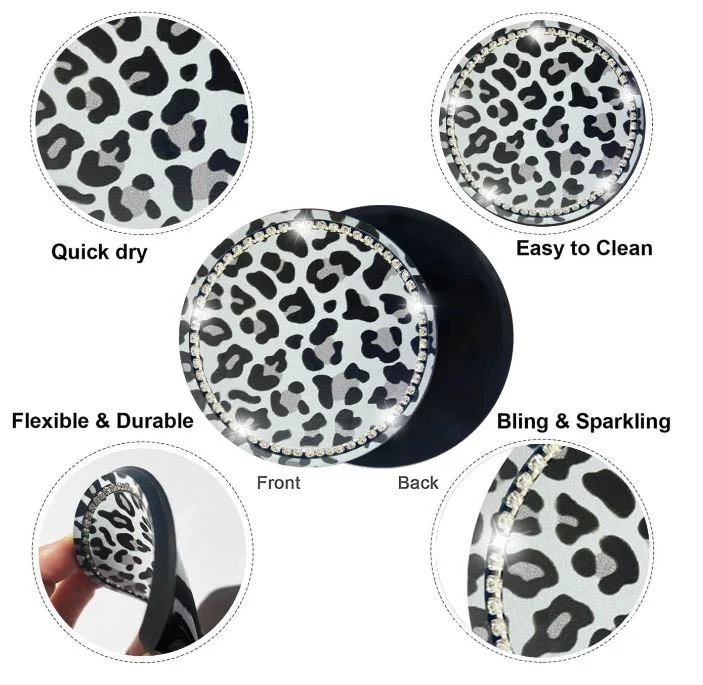 2-Pack Leopard Bling Car Cup Holder Coasters - Image 2