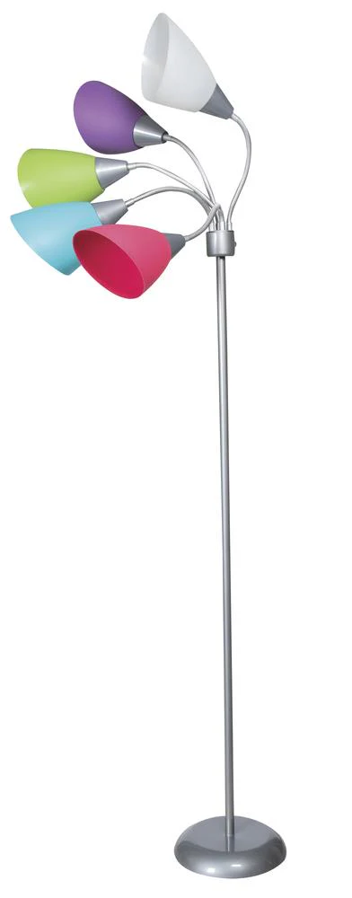 5-Light Silver Floor Lamp with Multi Color Shades - Image 3