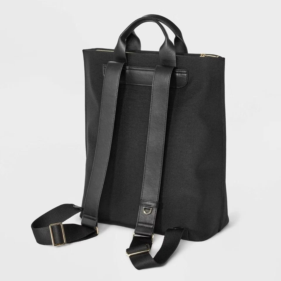 A New Day Modern Black Backpack – Sleek Minimalist Convertible Bag - Image 3