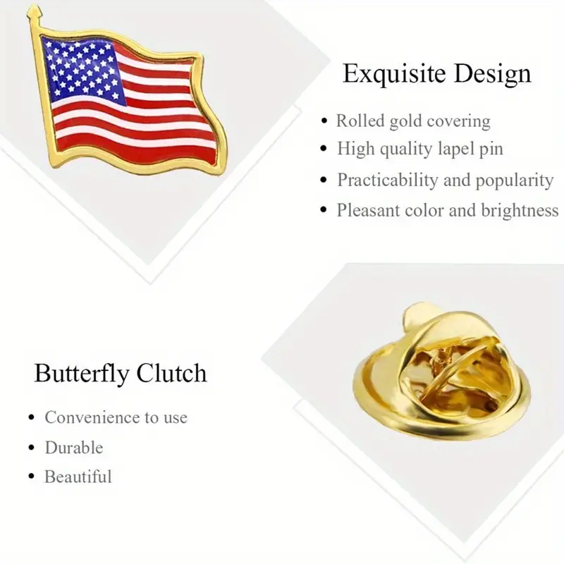 American Flag Lapel Trucker Hat Pin - Patriotic USA Waving Flag Badge Pin - Image 3