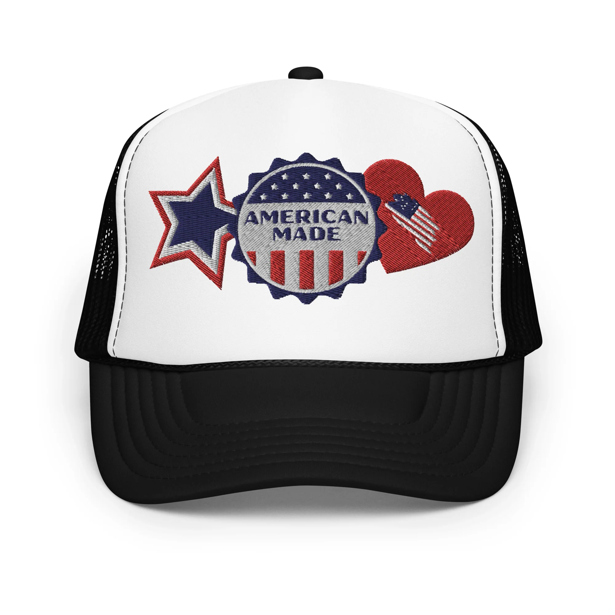 American Made Otto Foam Trucker Hat with Embroidered Patches - Image 11