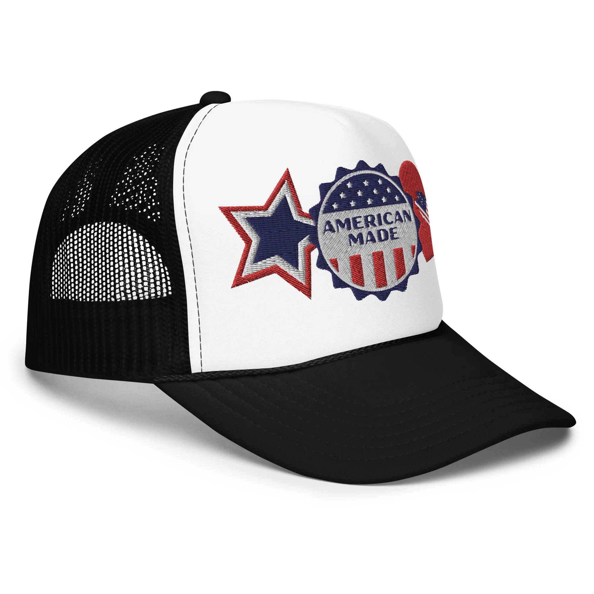 American Made Otto Foam Trucker Hat with Embroidered Patches - Image 13