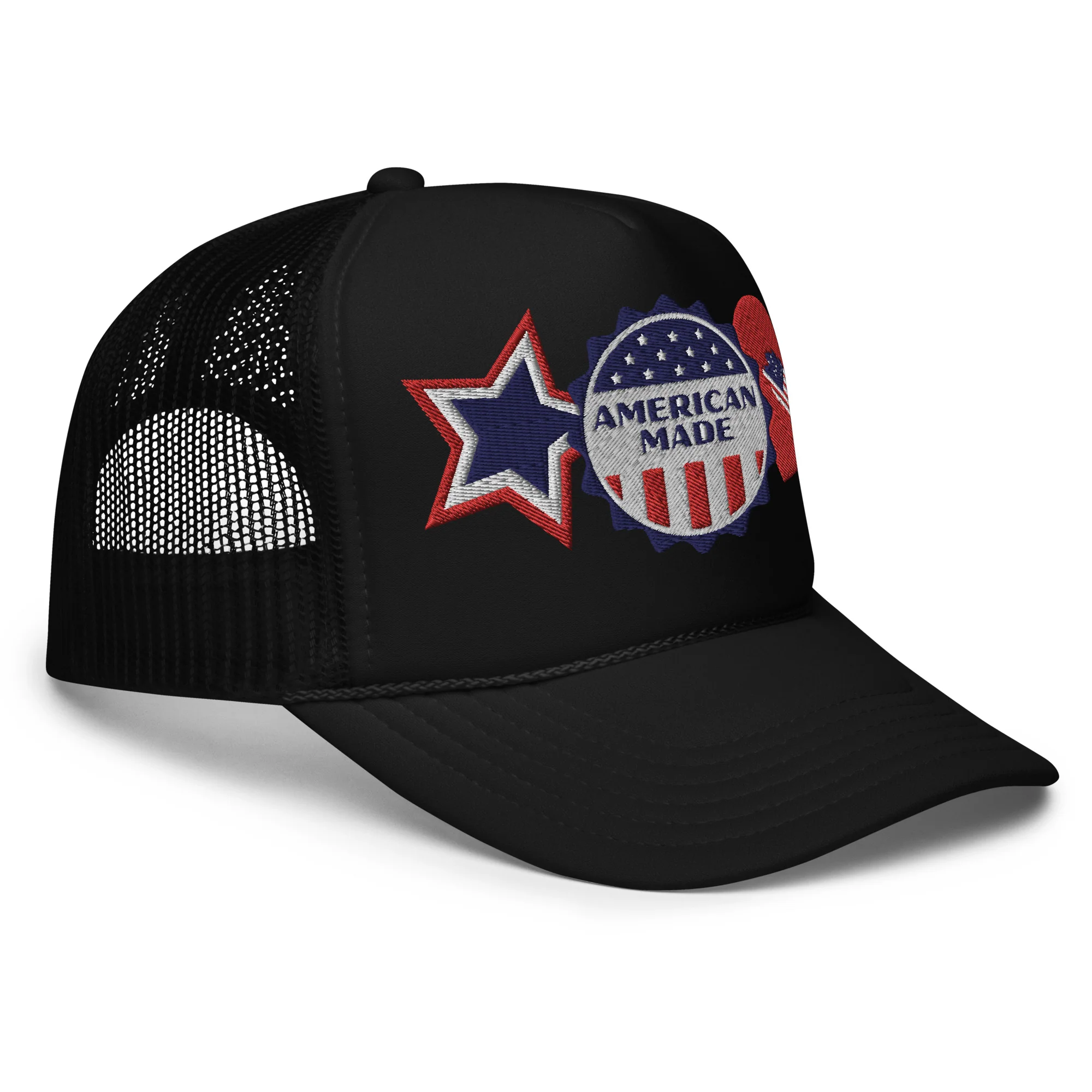 American Made Otto Foam Trucker Hat with Embroidered Patches - Image 4