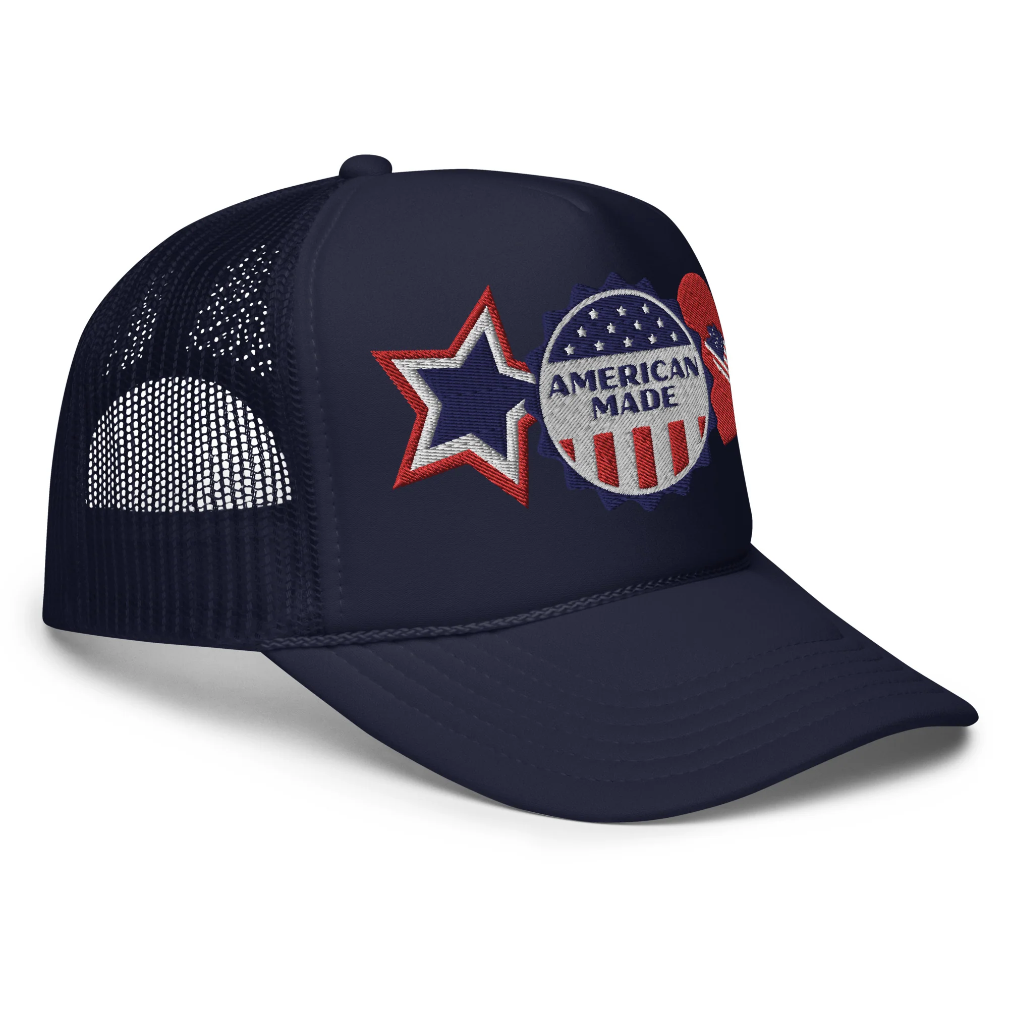 American Made Otto Foam Trucker Hat with Embroidered Patches - Image 7