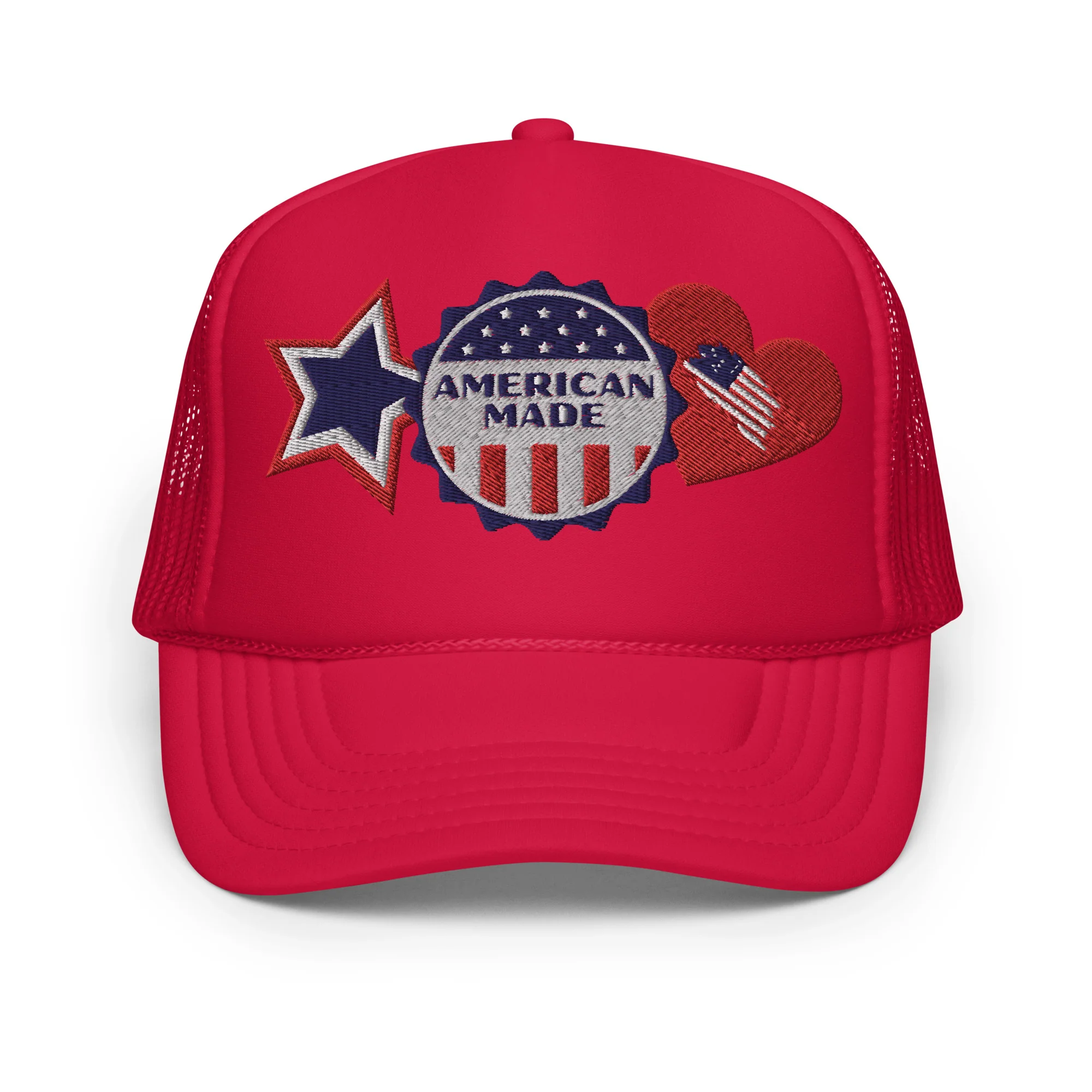 American Made Otto Foam Trucker Hat with Embroidered Patches - Image 8