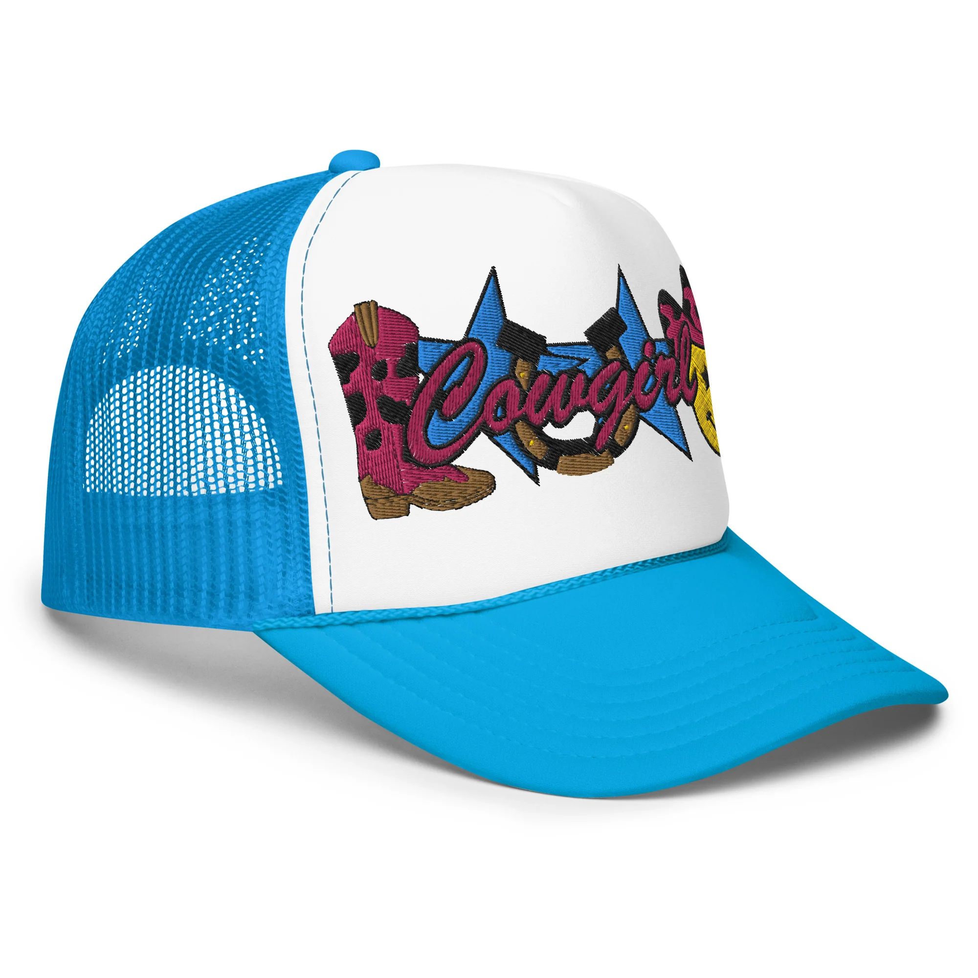 Cowgirl Embroidered Patches Otto Foam Trucker Hat - Image 13