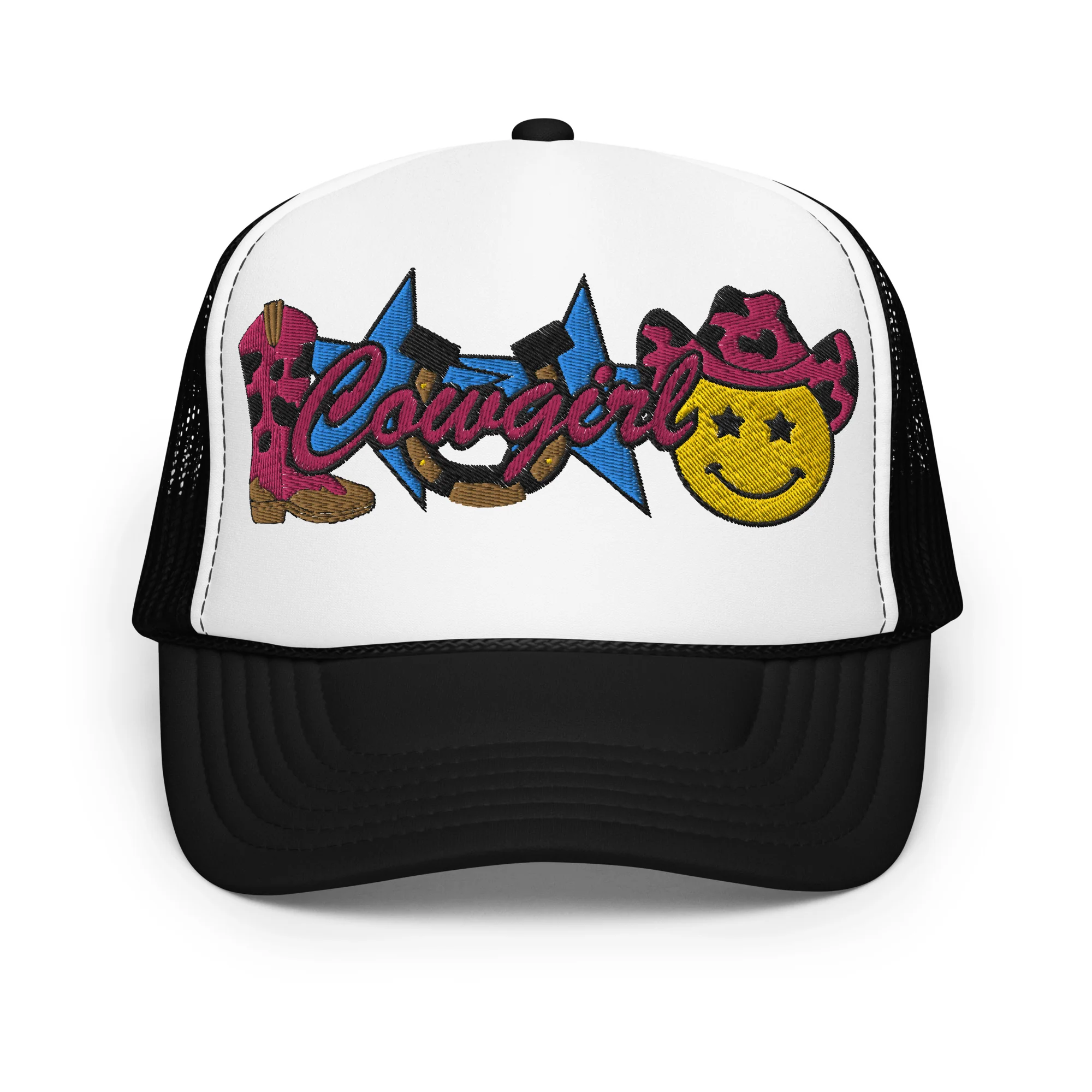 Cowgirl Embroidered Patches Otto Foam Trucker Hat - Image 17
