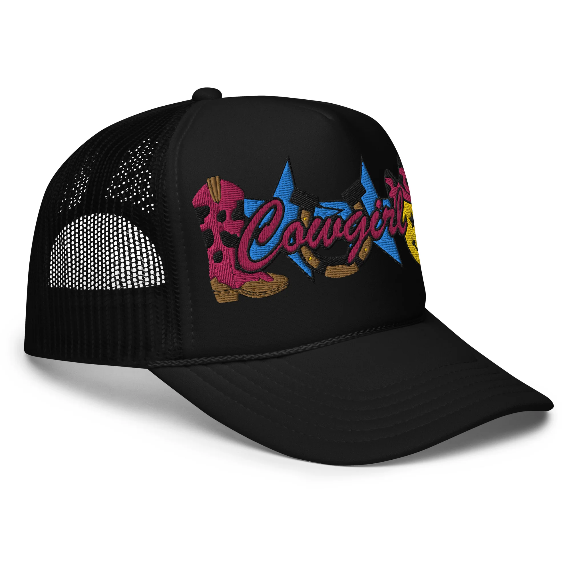 Cowgirl Embroidered Patches Otto Foam Trucker Hat - Image 4