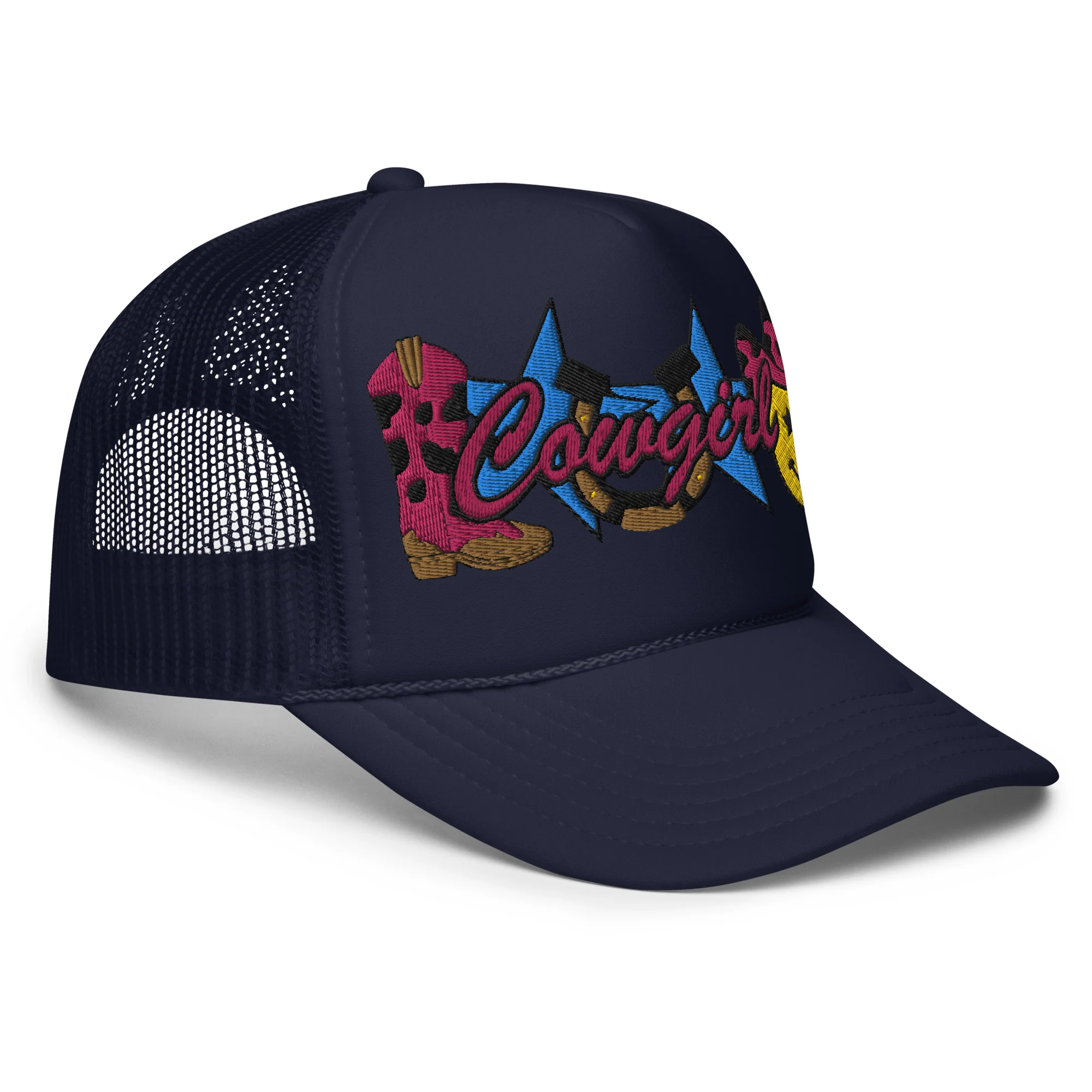 Cowgirl Embroidered Patches Otto Foam Trucker Hat - Image 7