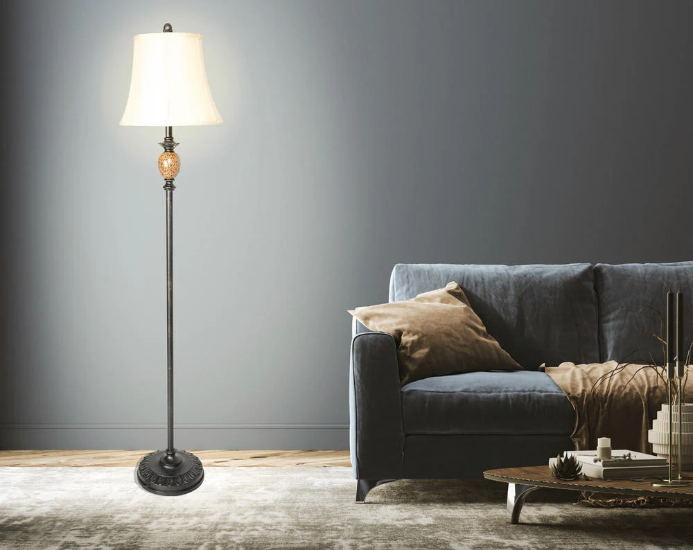 Decor Therapy Mae 1-Light Bronze and Marble Floor Lamp
