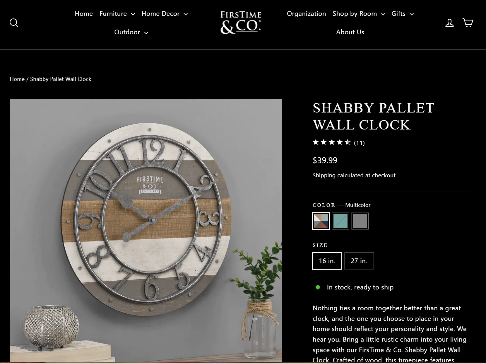 FirsTime & Co. Shabby Wood 16″ Wall Clock - Image 3