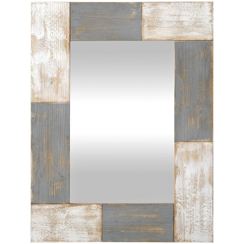 FirsTime & Co. White and Gray Mason Planks Wall Mirror
