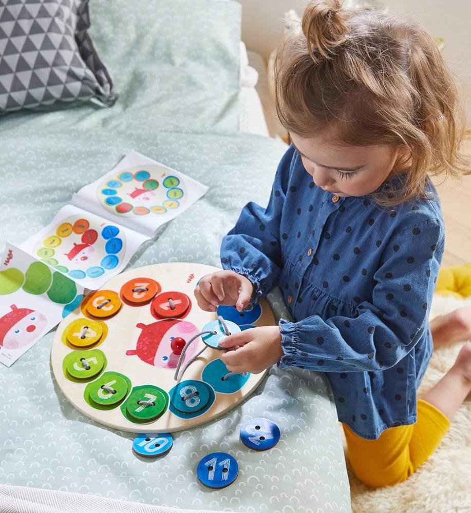 HABA Rainbow Caterpillar Threading Game - Image 3