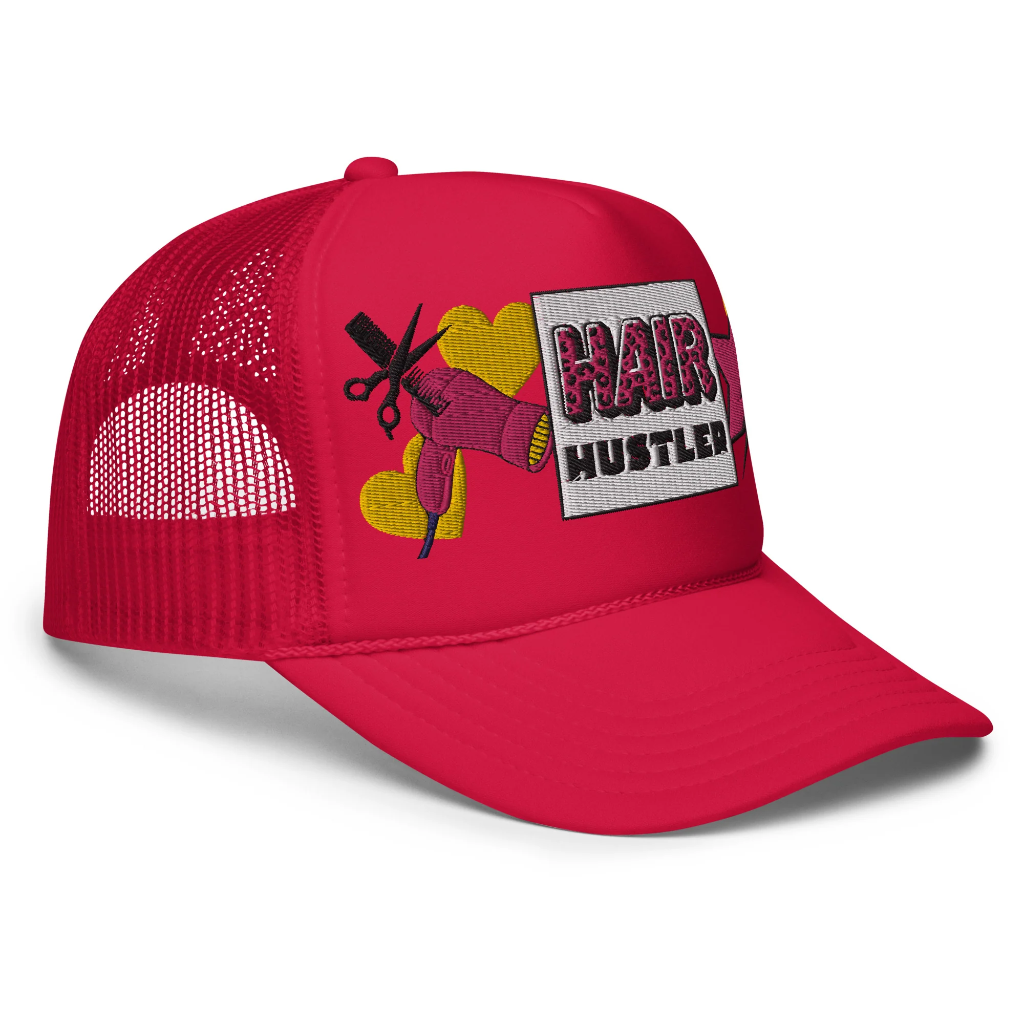 Hair Hustler Embroidered Patches Otto Foam Trucker Hat - Image 10