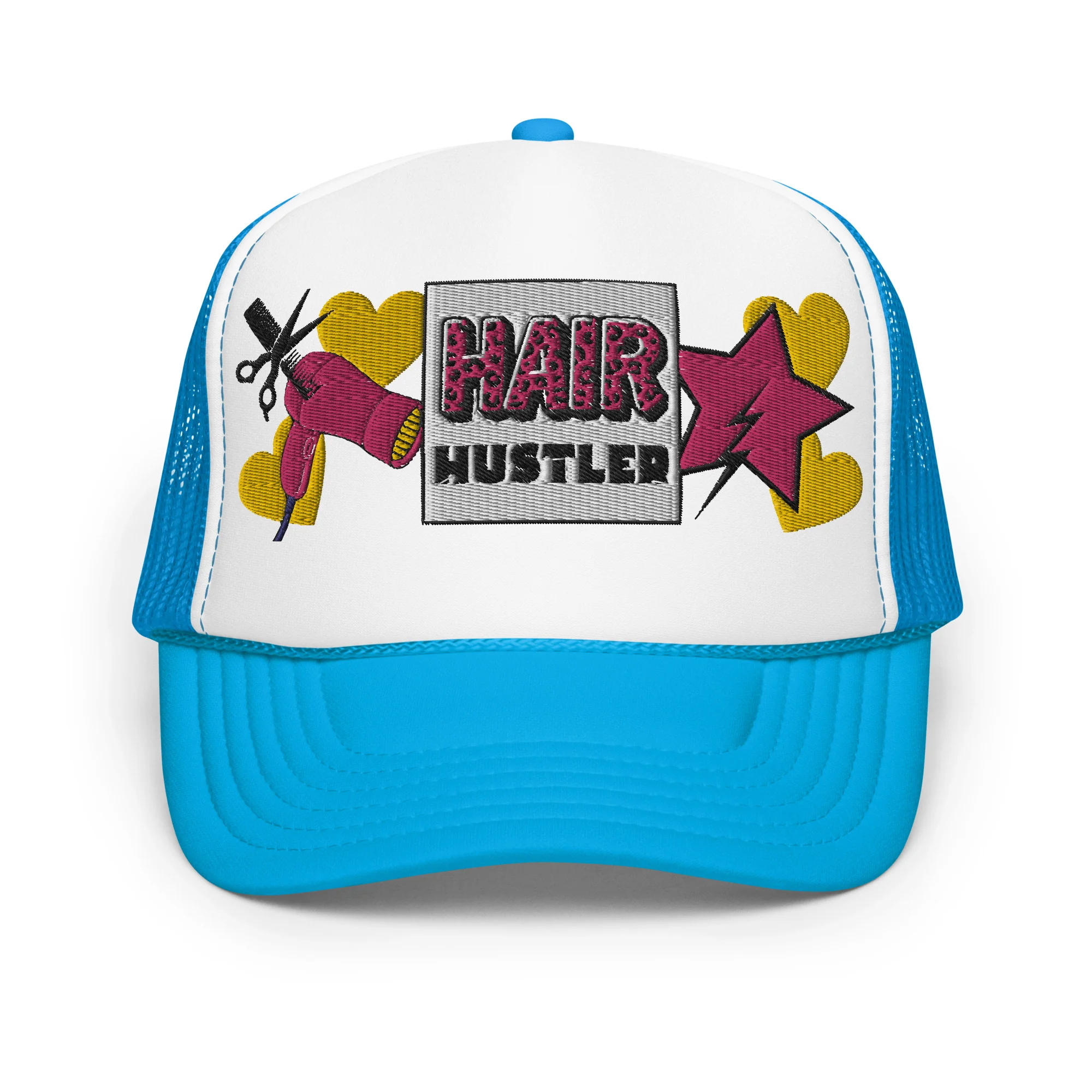 Hair Hustler Embroidered Patches Otto Foam Trucker Hat - Image 11