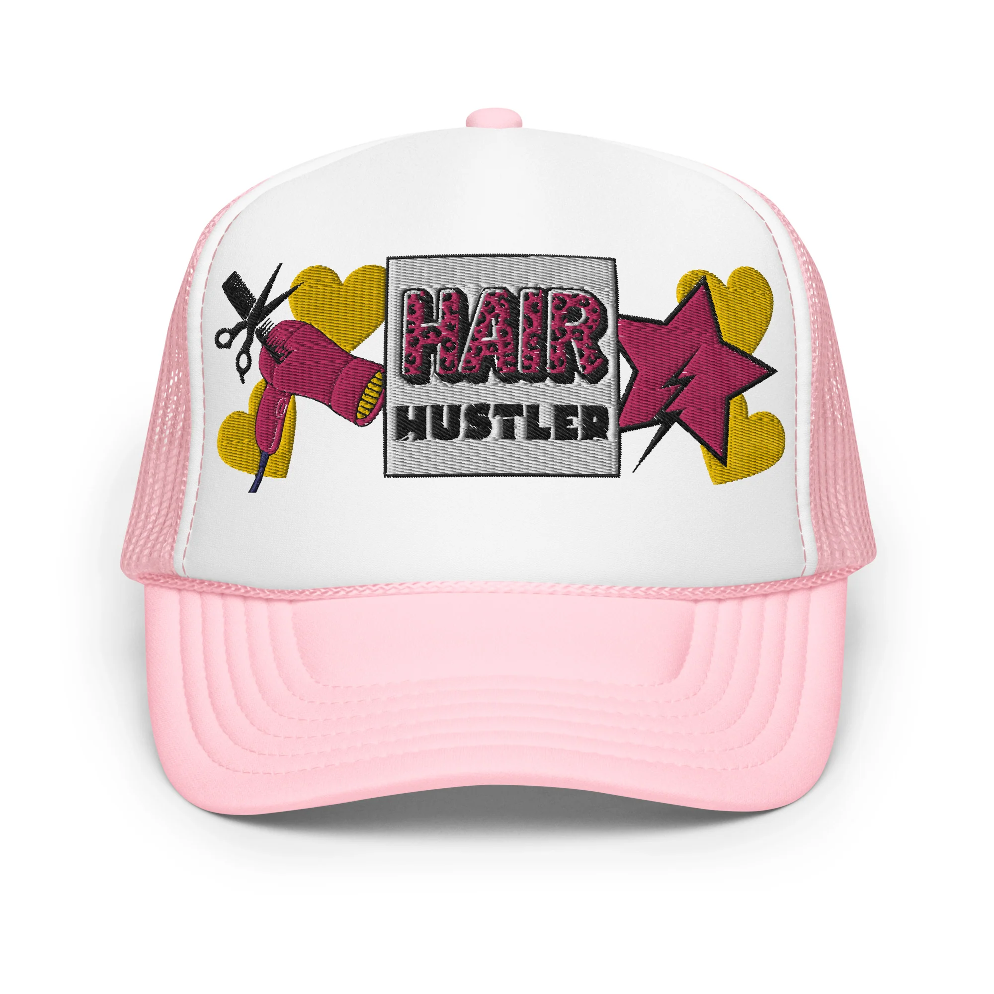 Hair Hustler Embroidered Patches Otto Foam Trucker Hat - Image 14