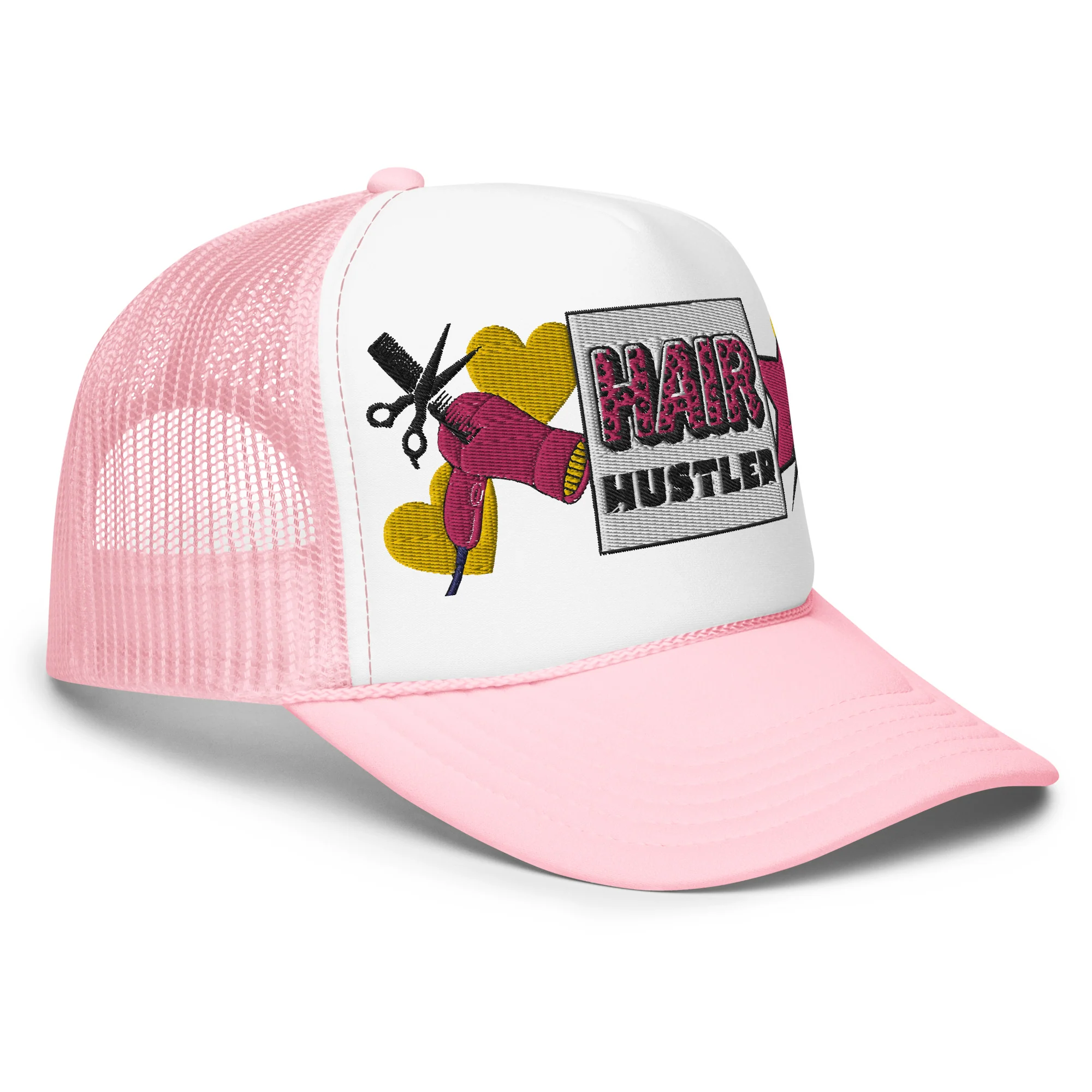Hair Hustler Embroidered Patches Otto Foam Trucker Hat - Image 16