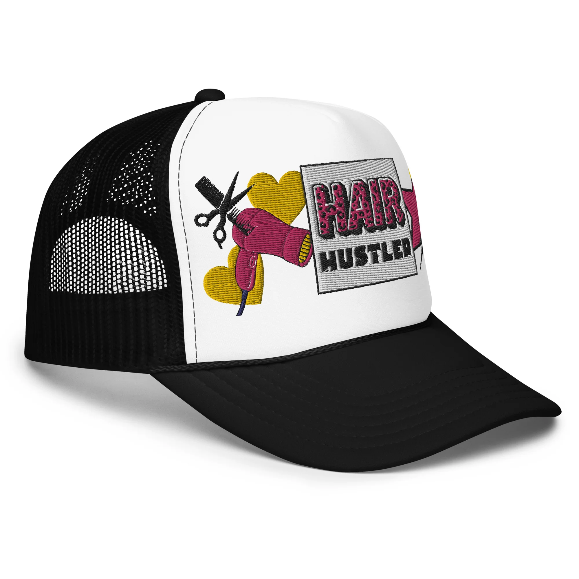 Hair Hustler Embroidered Patches Otto Foam Trucker Hat - Image 18