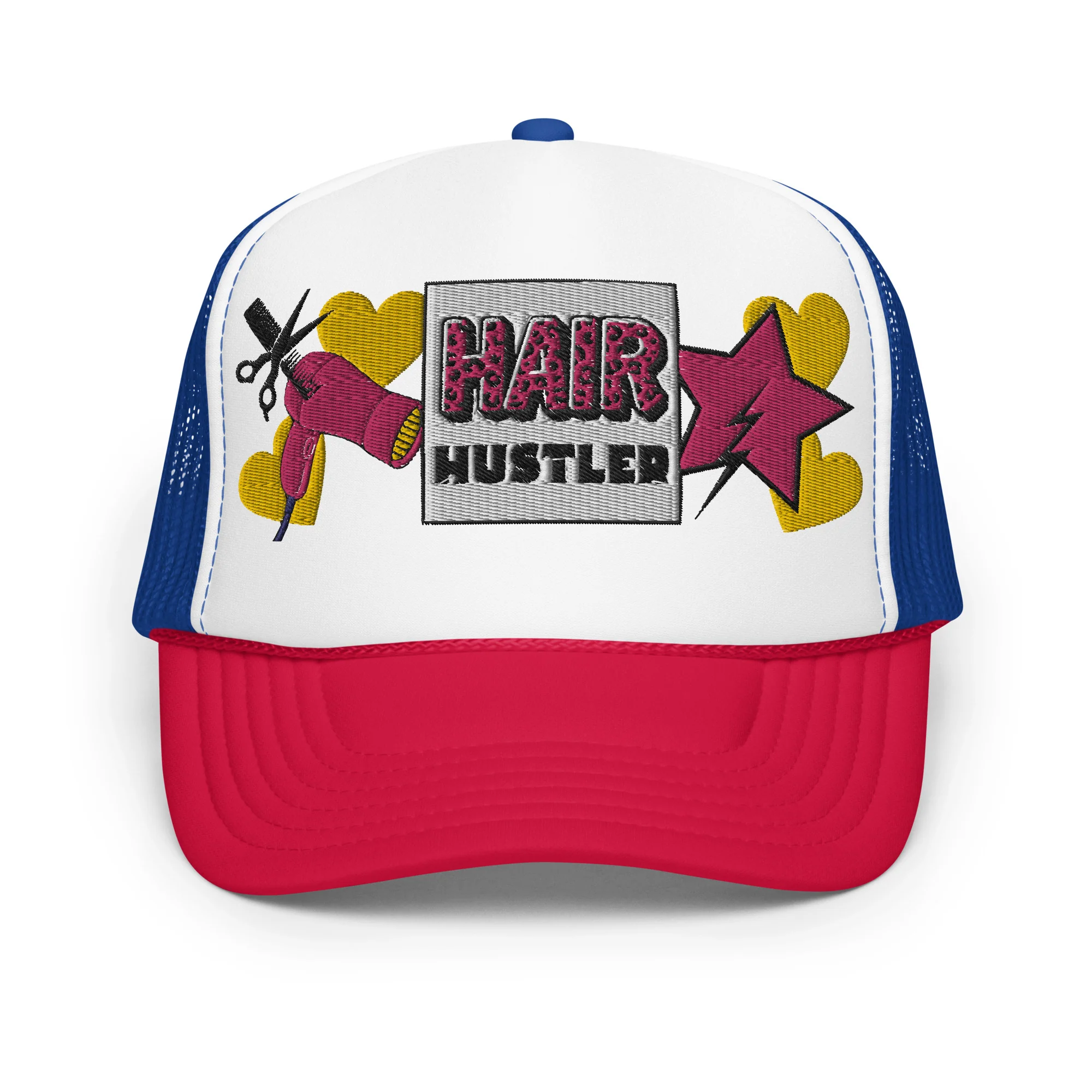 Hair Hustler Embroidered Patches Otto Foam Trucker Hat - Image 19