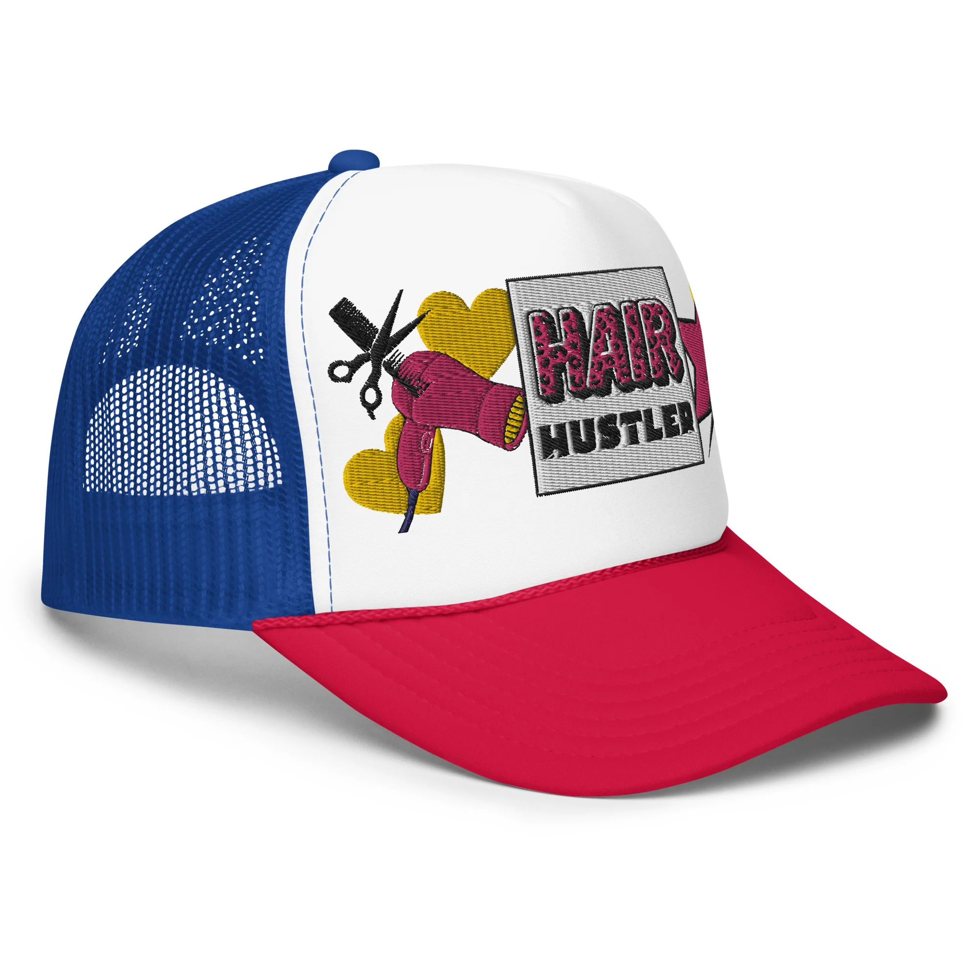 Hair Hustler Embroidered Patches Otto Foam Trucker Hat - Image 21
