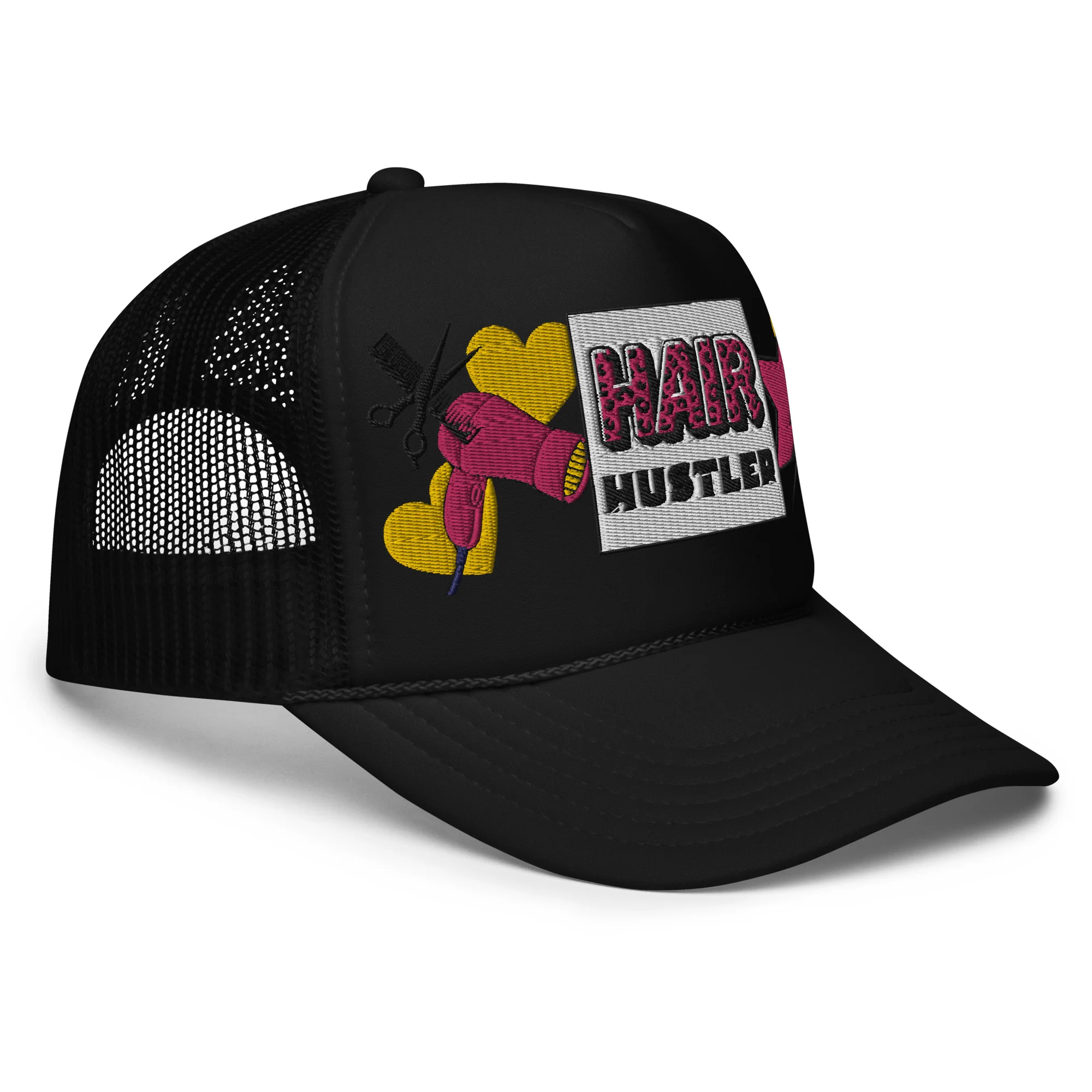 Hair Hustler Embroidered Patches Otto Foam Trucker Hat - Image 4