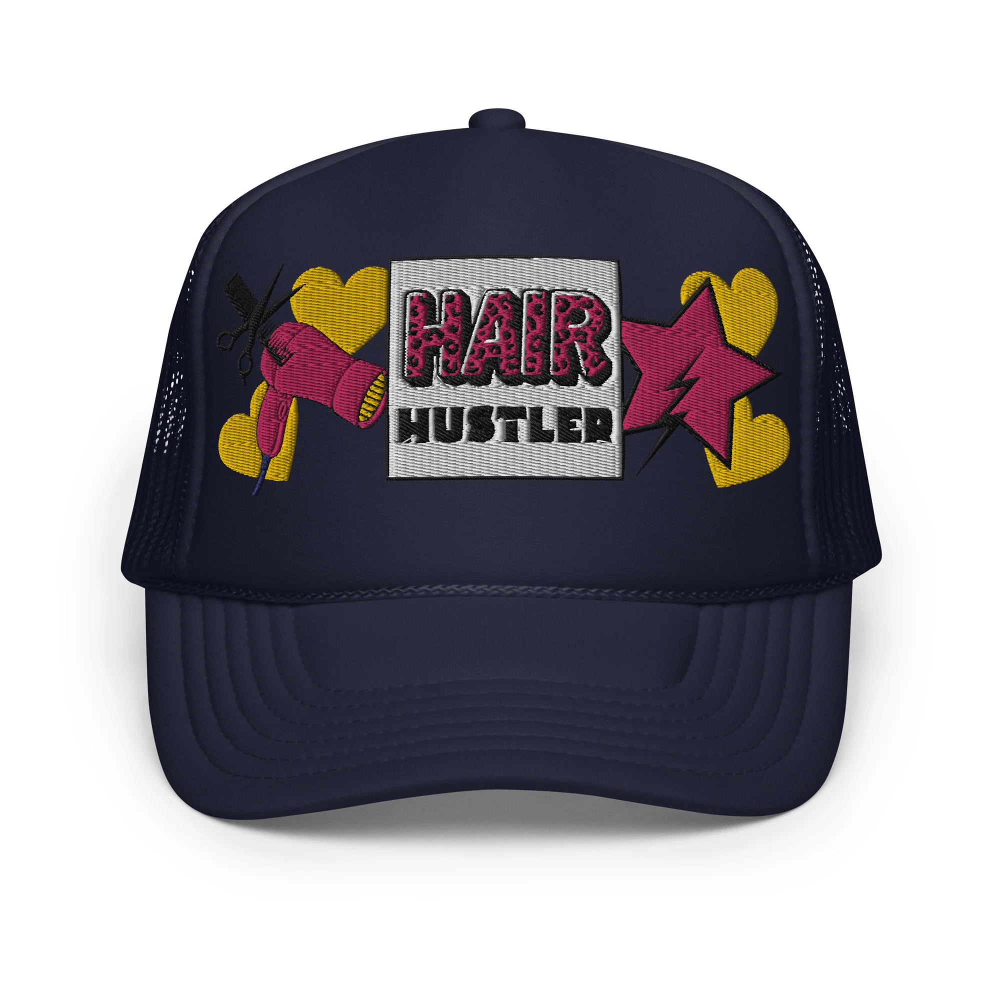 Hair Hustler Embroidered Patches Otto Foam Trucker Hat - Image 5