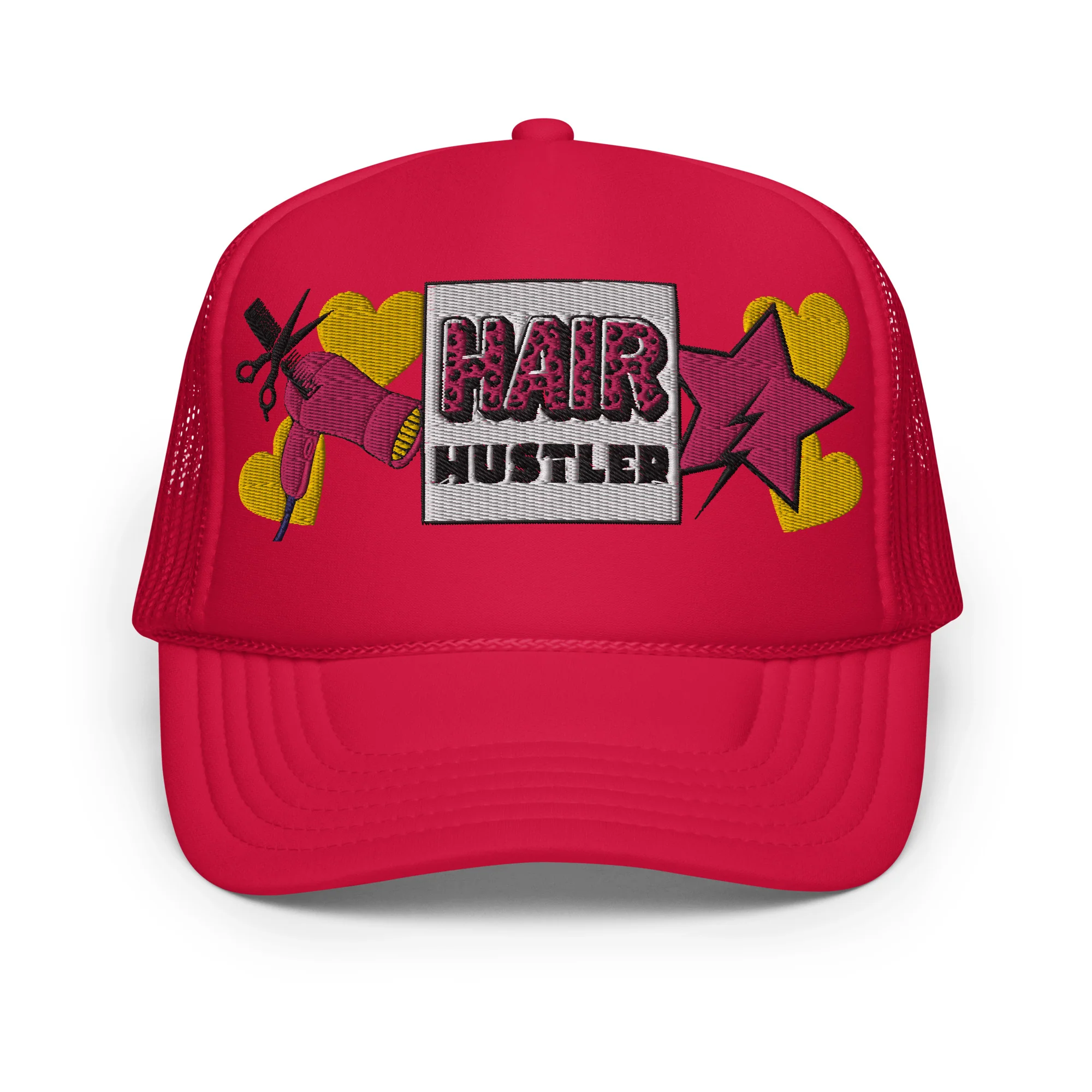 Hair Hustler Embroidered Patches Otto Foam Trucker Hat - Image 8