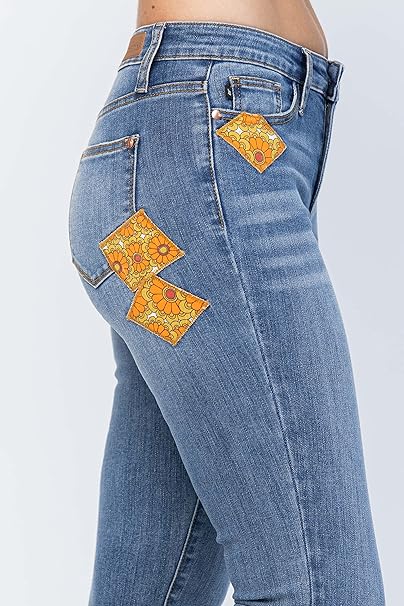 Judy Blue Mid Rise 70s Patch Stretch Fit Skinny Jeans 88507 - Image 5