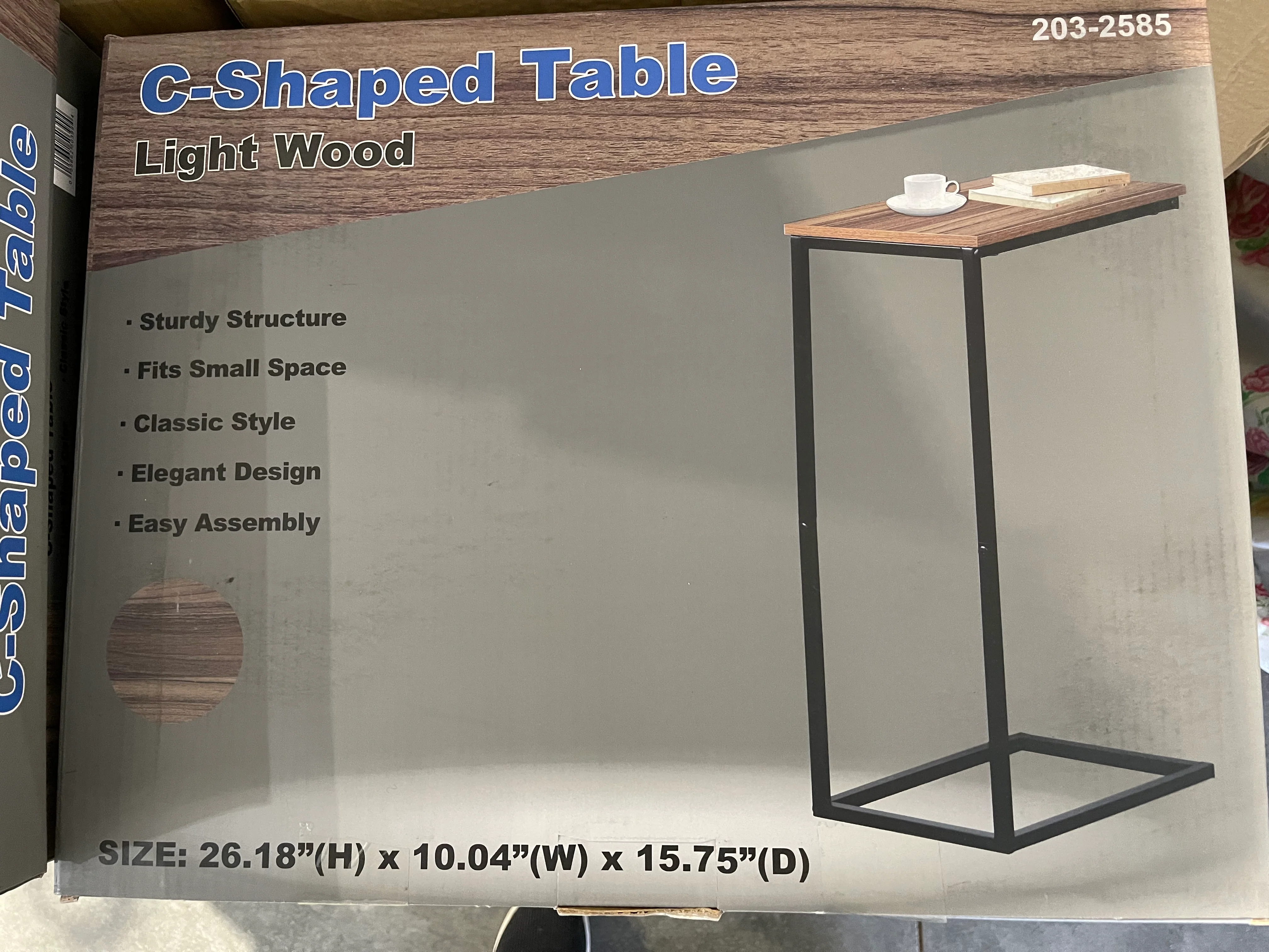 Light Wood C-Shaped Table - Image 2
