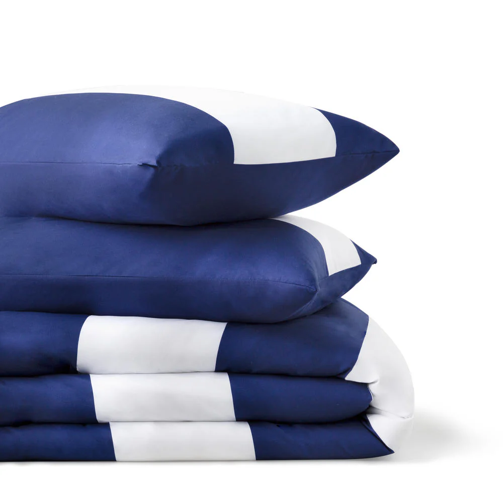 Linenspa All-Season Reversible Down Alternative Full/Double Comforter Set – Blue Rugby Stripes - Image 2