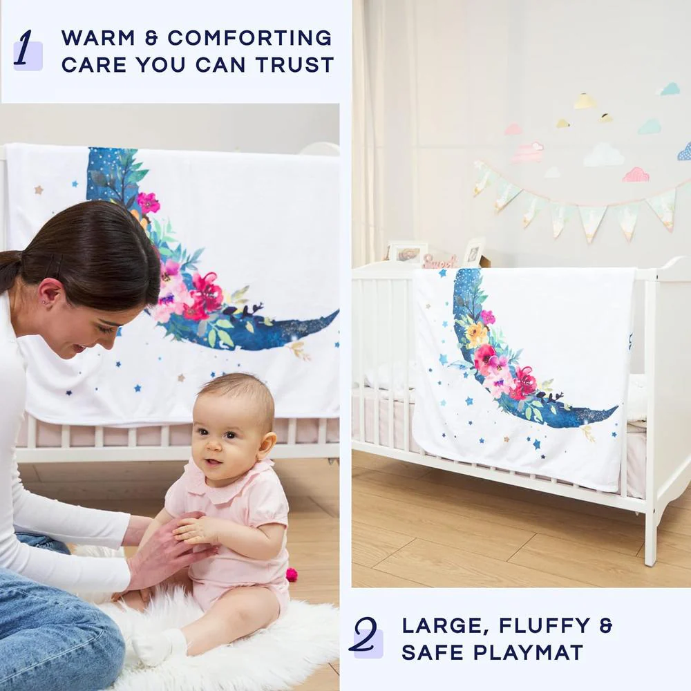 Luka&Lily Monthly Milestone Floral Moon Blanket - Image 4
