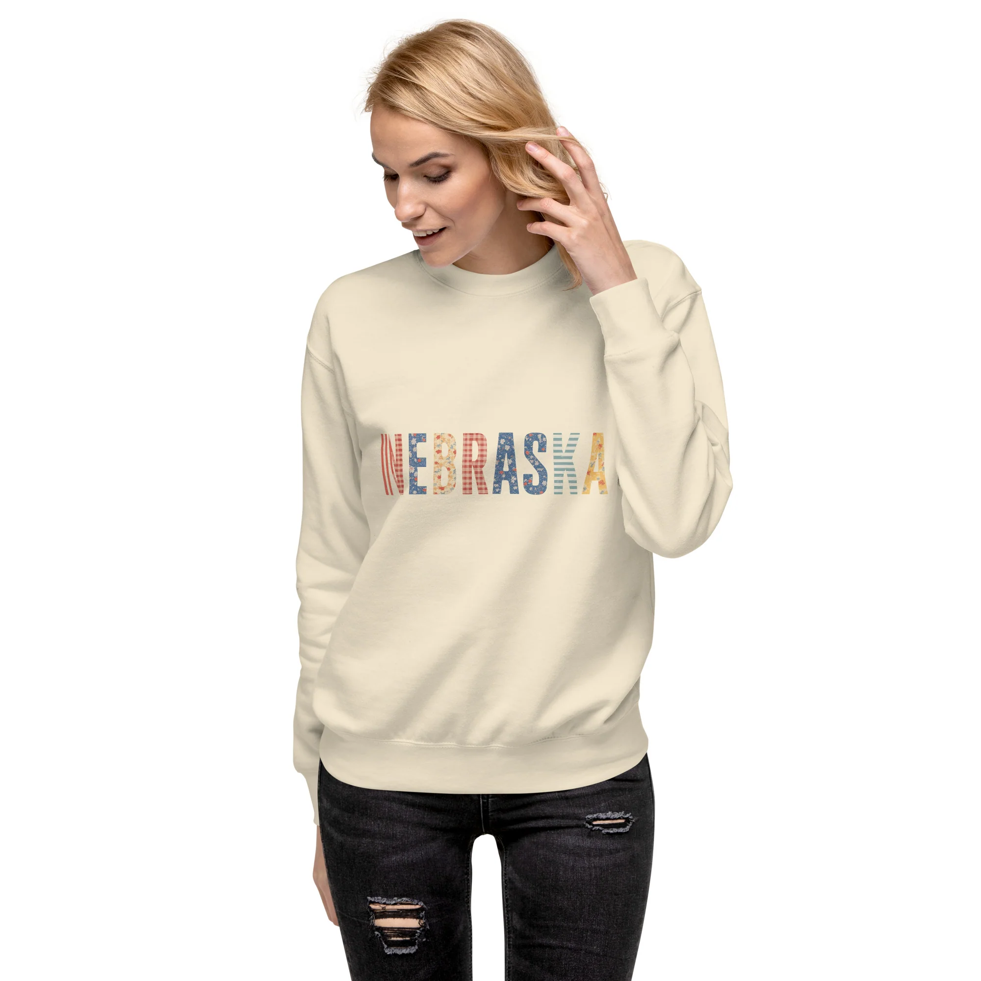 Nebraska Patchwork Unisex Premium Sweatshirt - Image 2