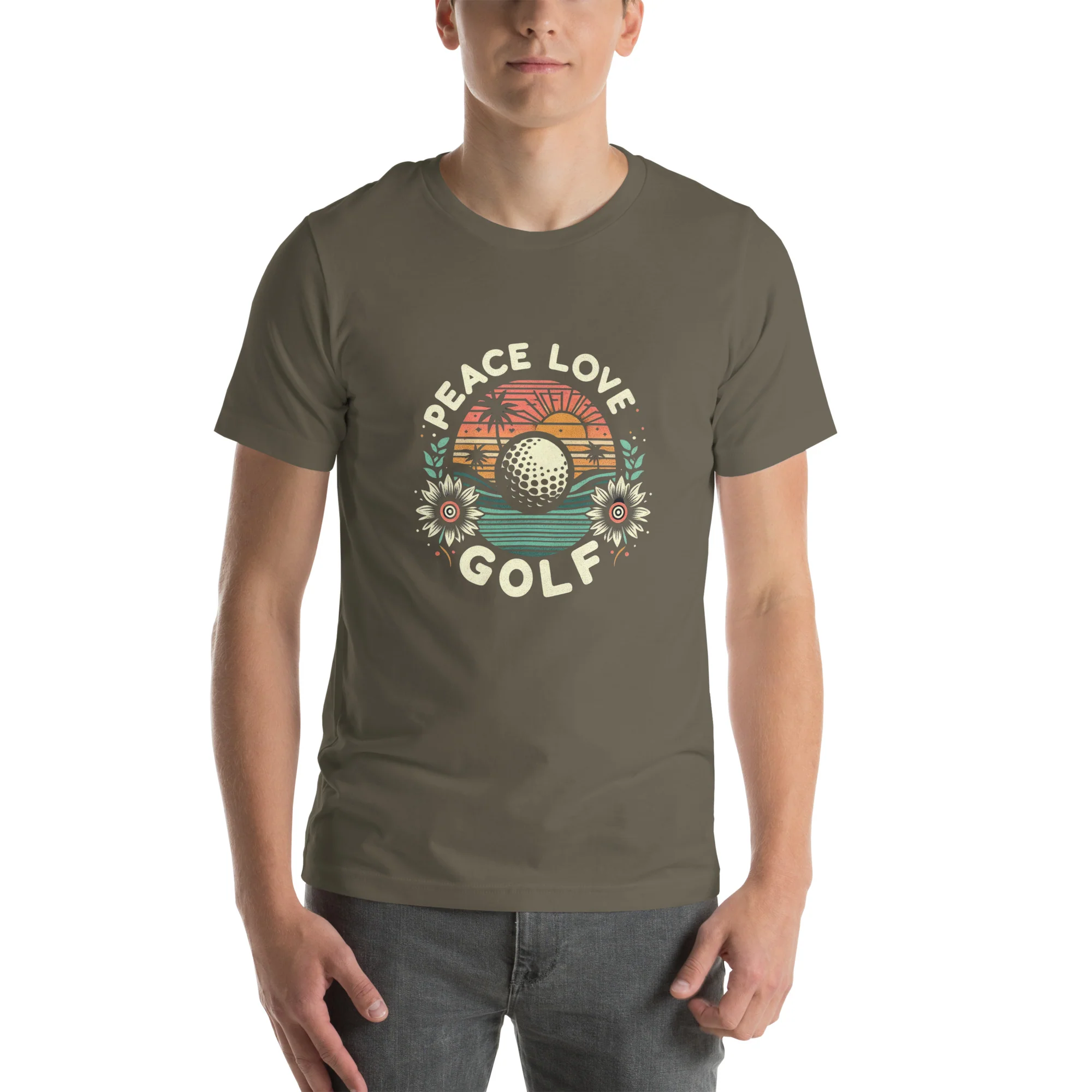 Peace Love Golf Printed T-Shirt: Peace Love Golf Unisex Short Sleeve Tee - Image 14