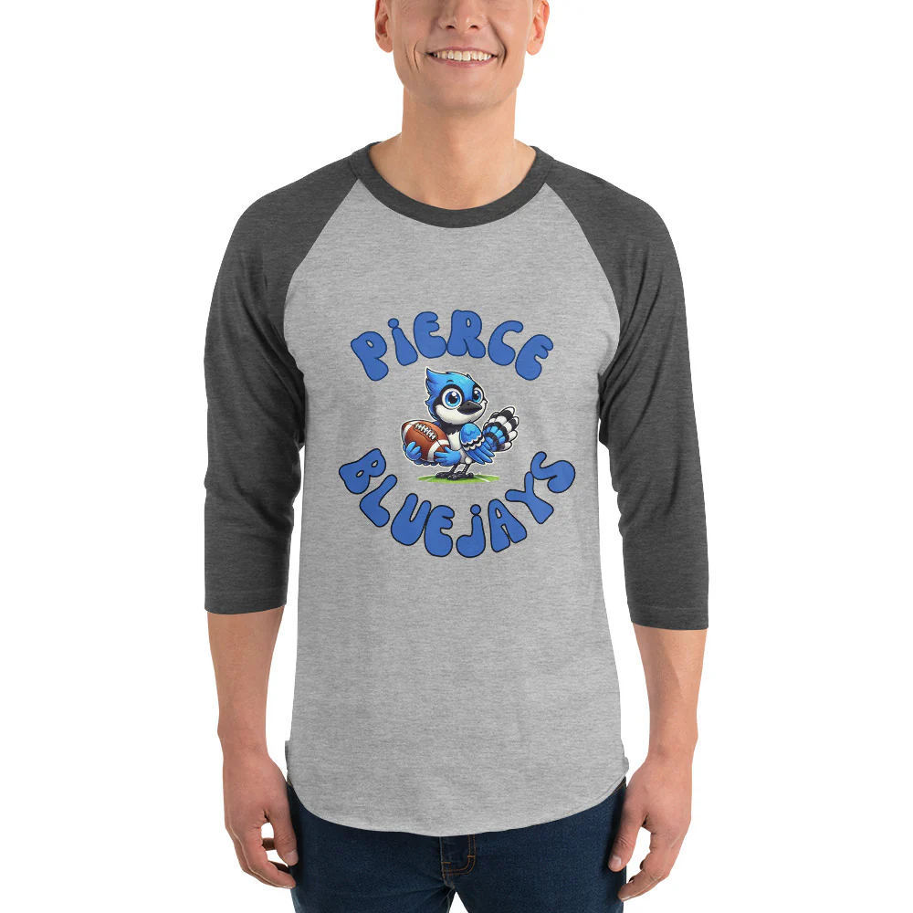 Pierce Bluejays Retro Football 3/4 Sleeve Raglan Shirt - Image 5