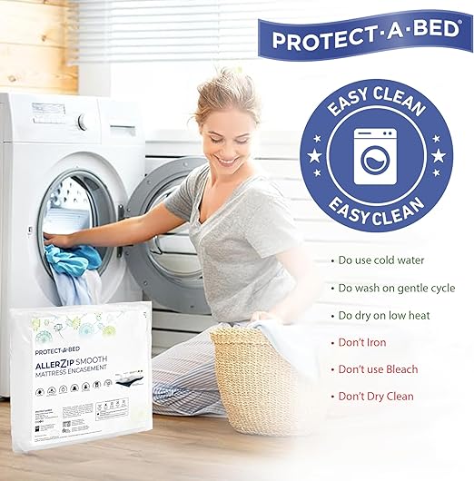 Protect-A-Bed AllerZip Smooth Allergy, Dust Mite & Bed Bug Proof 6-Sided Waterproof Mattress Encasement - Image 7