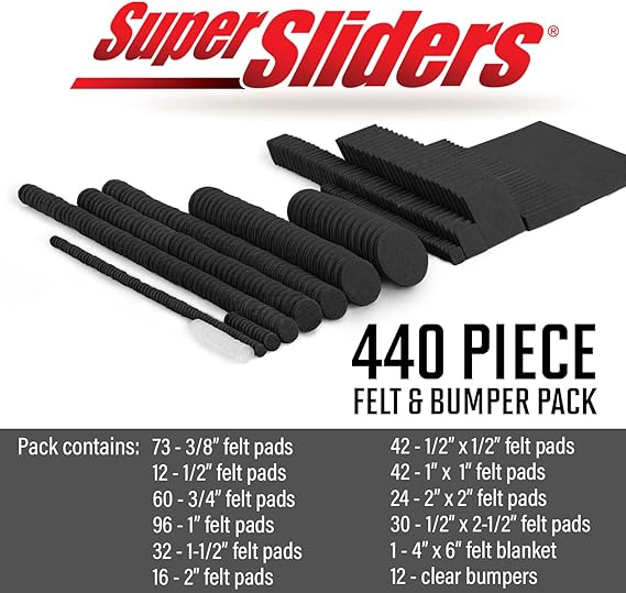 Super Sliders Self-Stick Furniture Felt Pads & Cabinet Bumpers - 440-piece - Image 2