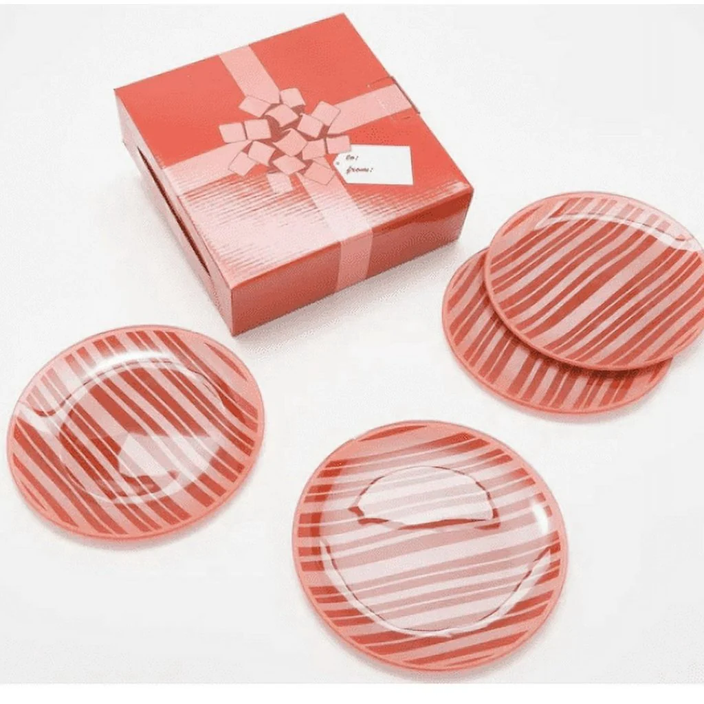 Temptations Stripe 8" Glass Dessert Plates - Set of 8 - Image 3